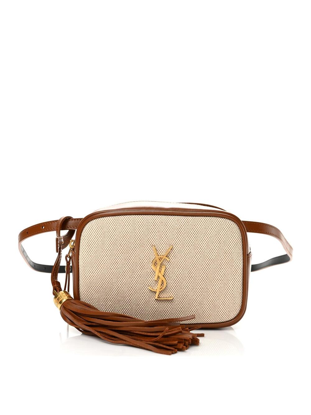 Saint Laurent Calfskin Canvas Lou Belt #370737S79B